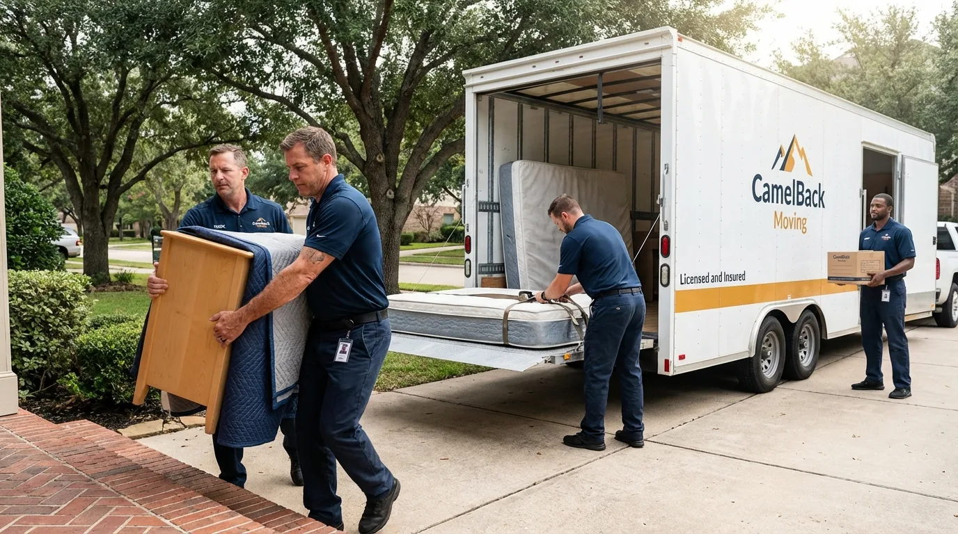 Crew loading residential truck for cross-state move from Blowing Rock, NC